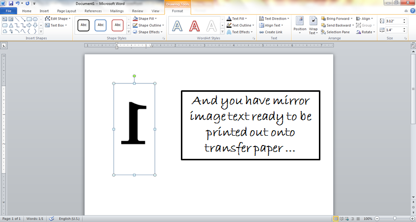 how to make mirror image text in word