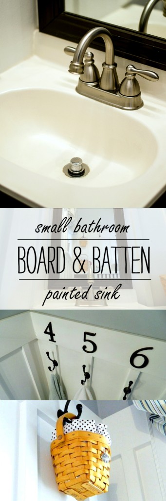 Board and Batten Bathroom with Painted Sink