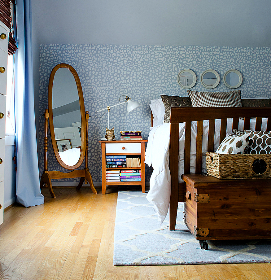 blue brown bedroom