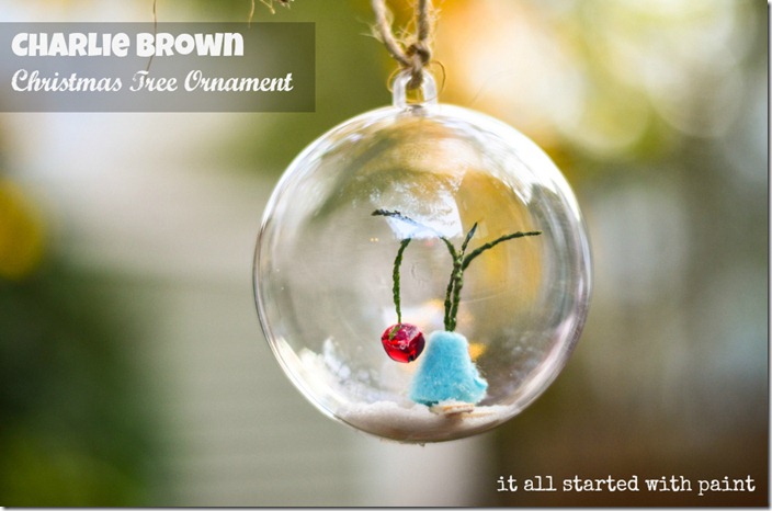 Charlie Brown christmas Tree Ornament with signage