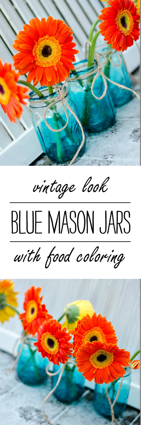 Mason Jar Craft Ideas - Blue Mason Jars Blue Food Coloring