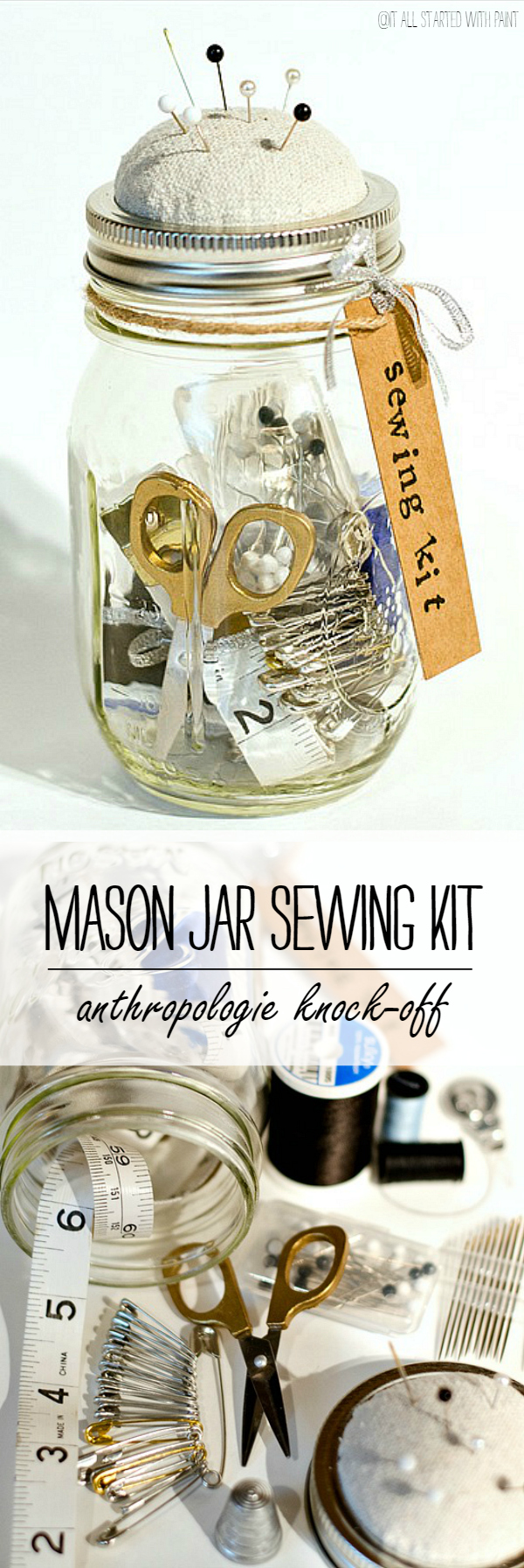 Anthropologie Mason Jar Sewing Kit Craft Idea