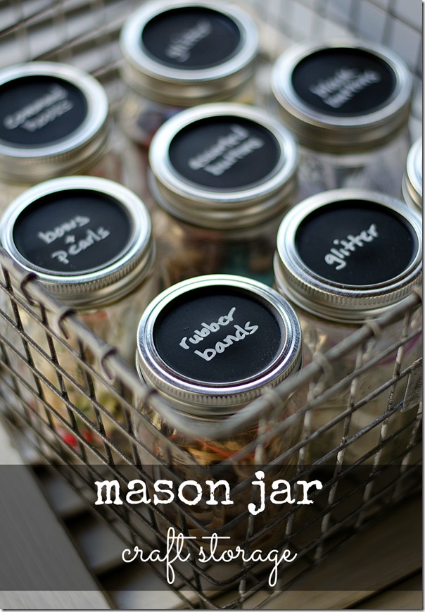 Mason jar craft storage with chalkboard paint lids 7 thumb