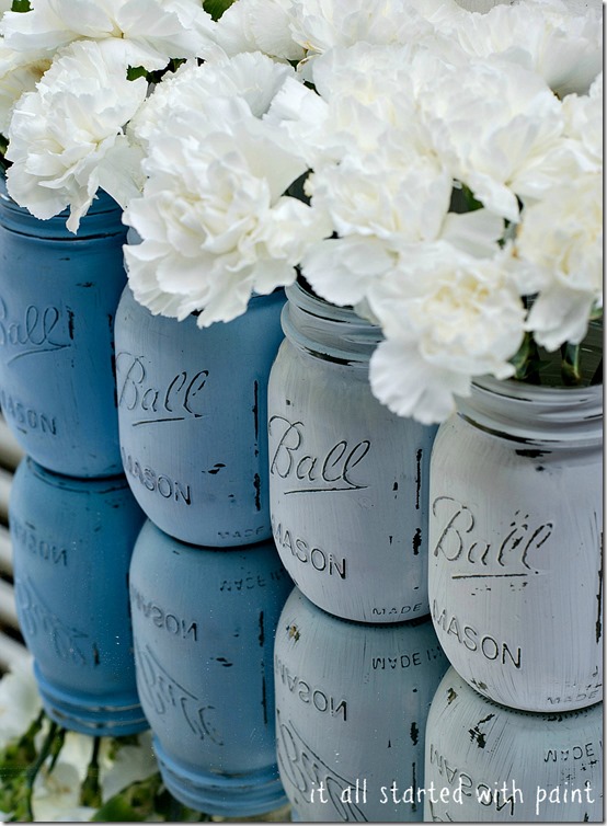 Mason Jar Crafts - Blue Ombre Mason Jars