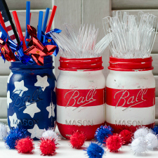 american flag painted mason jar