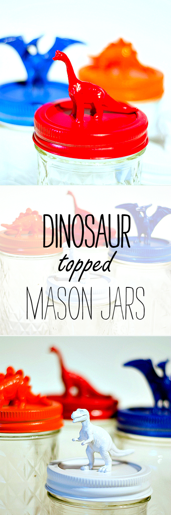 Dinosaur Topped Mason Jars