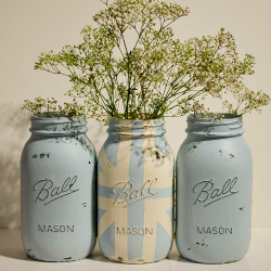 union jack painted mason jar