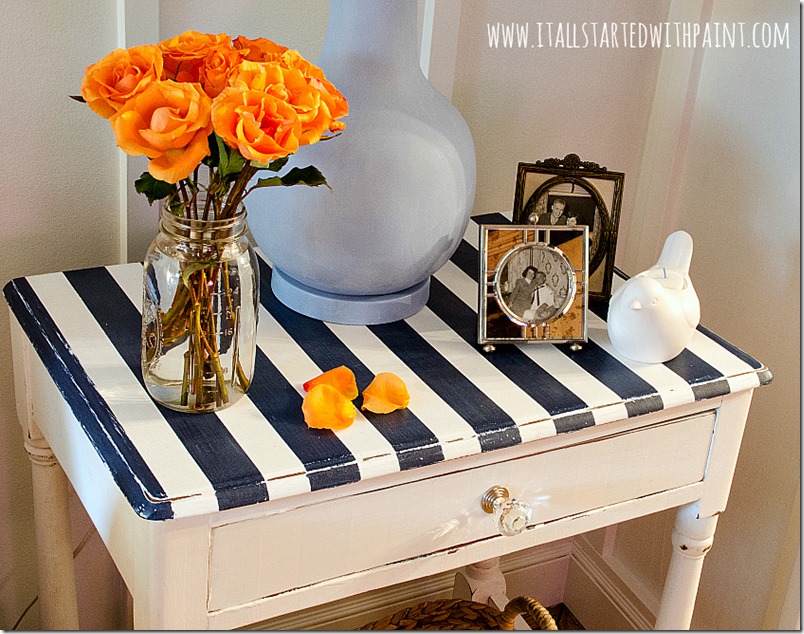 how to paint stripes on a table top