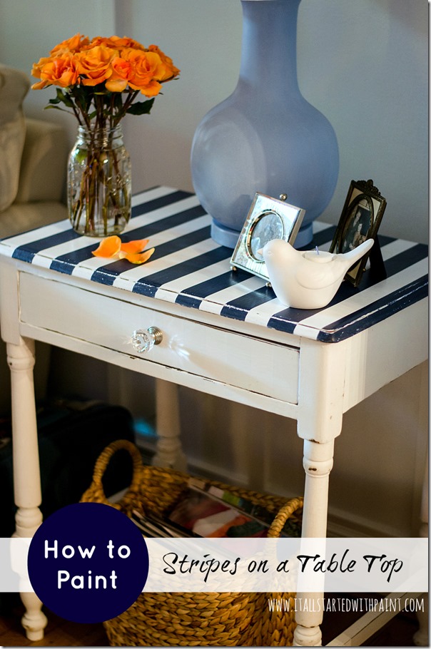 how to paint stripes on top of table