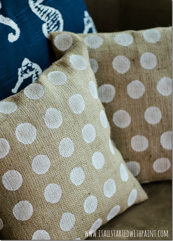 Burlap-Pillow-Painted-Polka-Dot-How-To-Make 1 watermarked