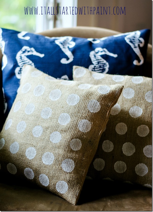 Burlap-Pillow-Painted-Polka-Dot-How-To-Make-4 watermarked