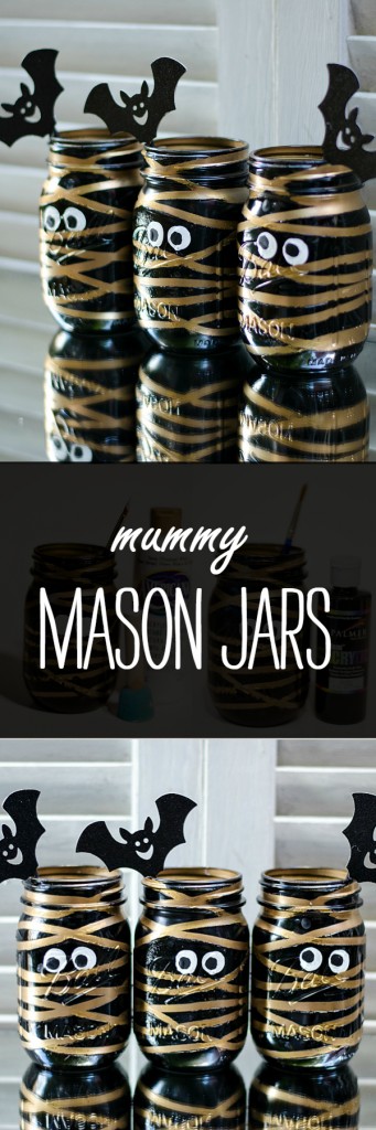 Halloween Craft Idea with Mason Jars: Mummy Mason Jar