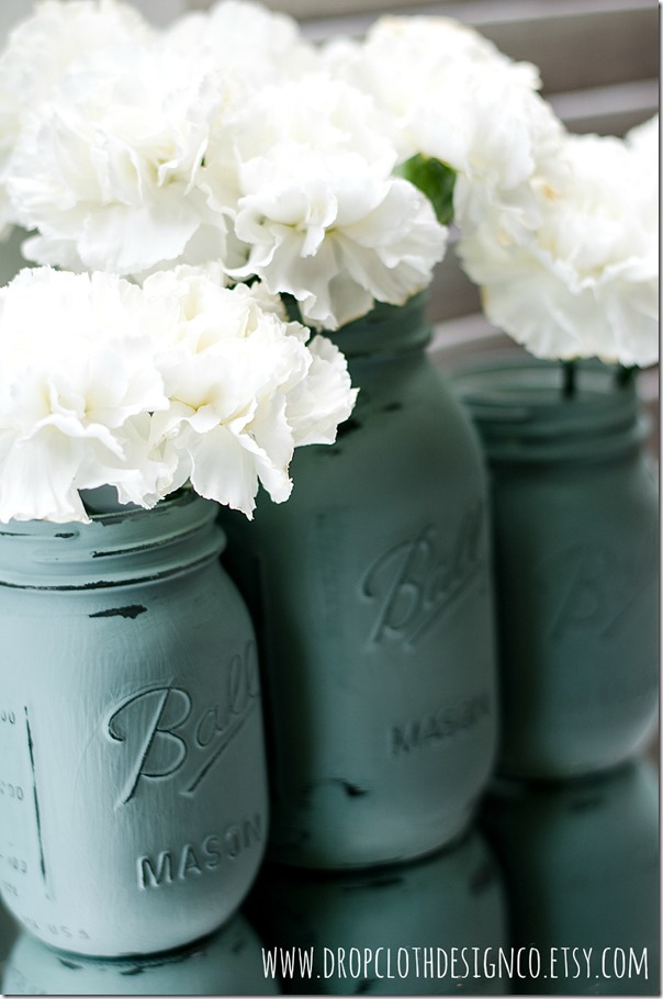 painted-distressed-mason-jar-Annie-Sloan-Duck-Egg-Blue-4