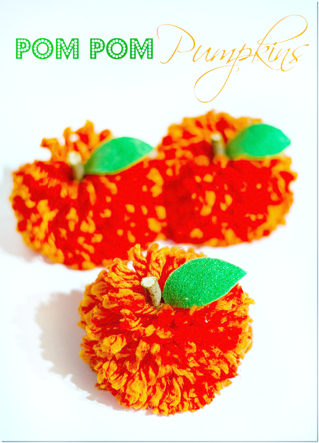 24 PC Pumpkin Pom-Poms