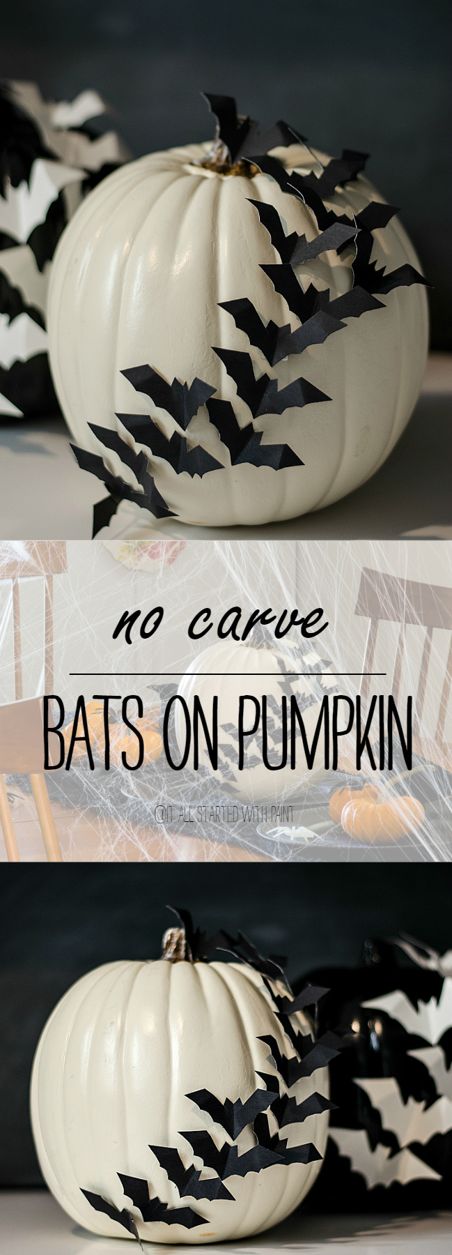 Pumpkin Ideas: Bats Flying Across Pumpkin No Carve Pumpkin Idea