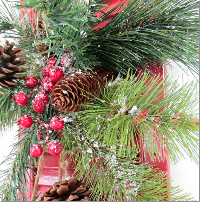 pine cones and red shutter to edit