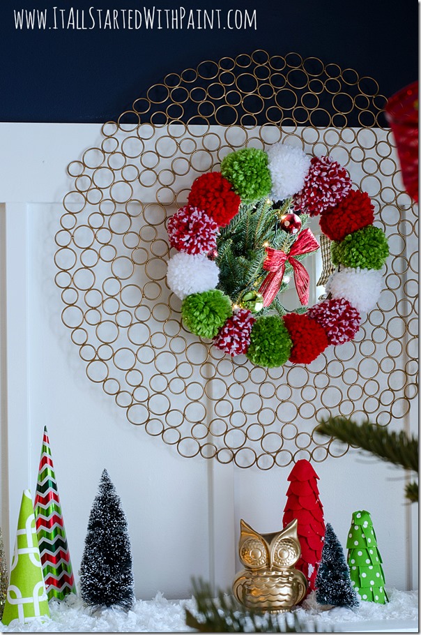 Pom-Pom-Wreath-Holiday-Mantel-3 2