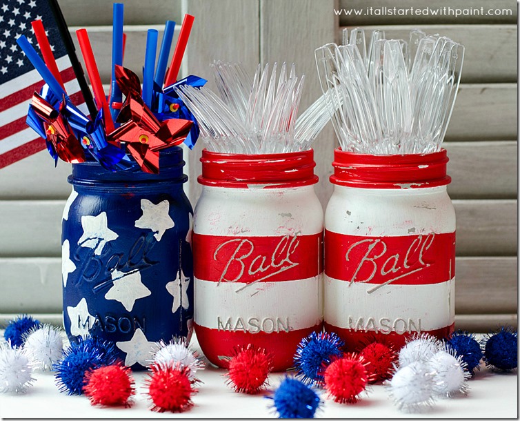 Mason Jar Crafts: American Flag Mason Jar
