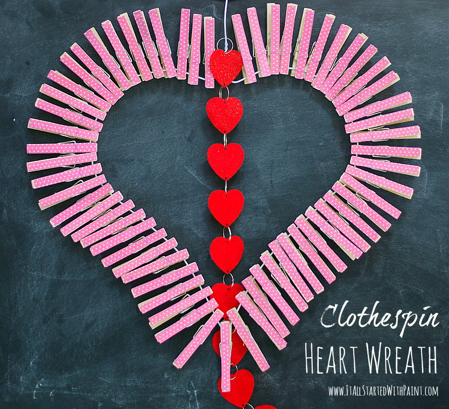 valentine craft idea wreath using clothespins