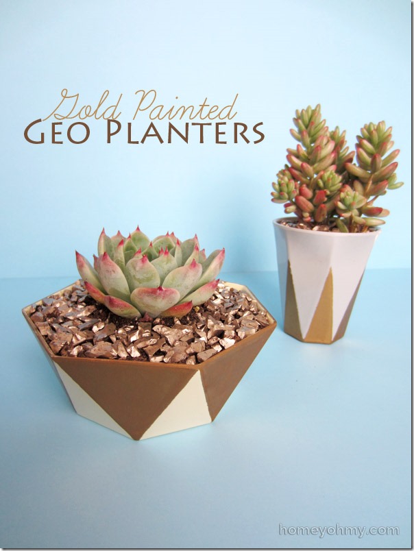 Gold-painted-geo-planters