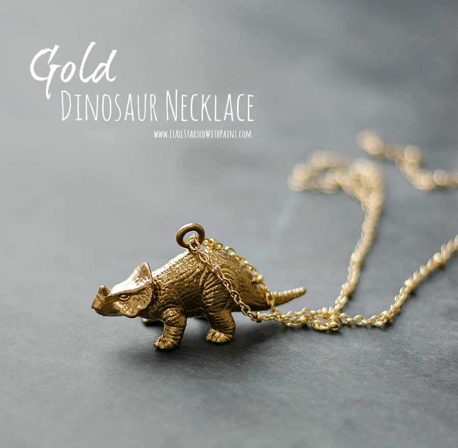 Gold painted dinosaur necklace 7