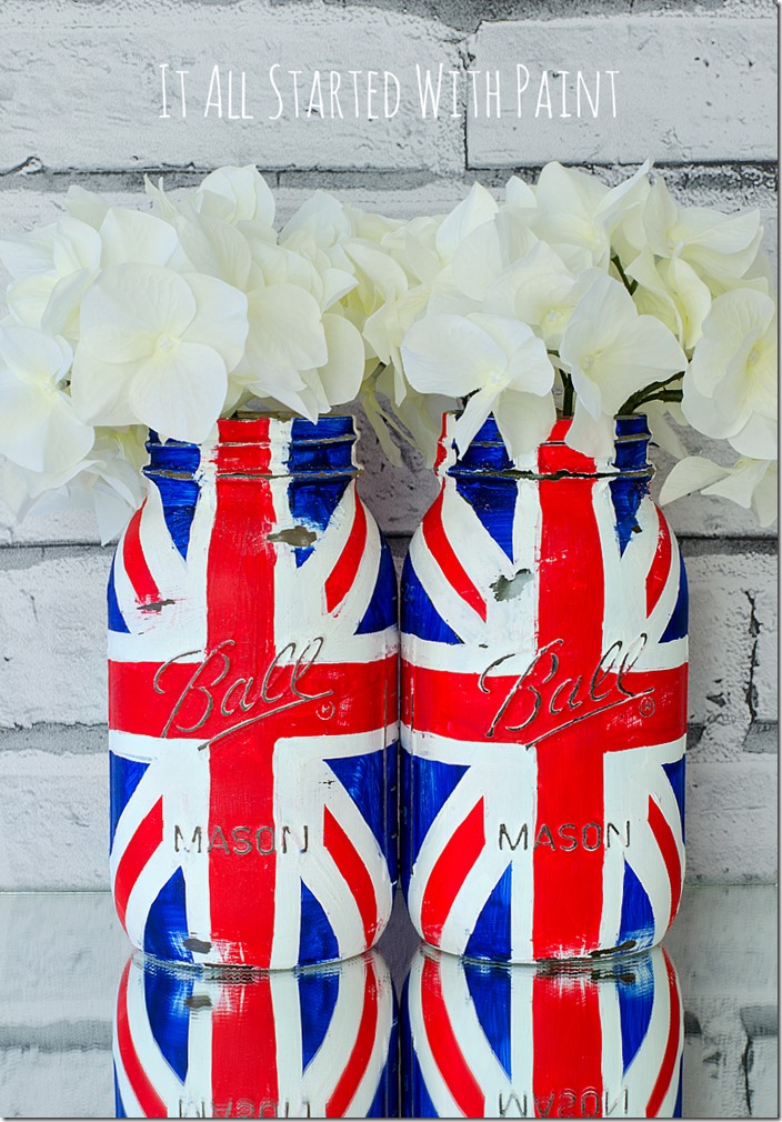 Mason Jar Craft Ideas - Red White Blue Flag