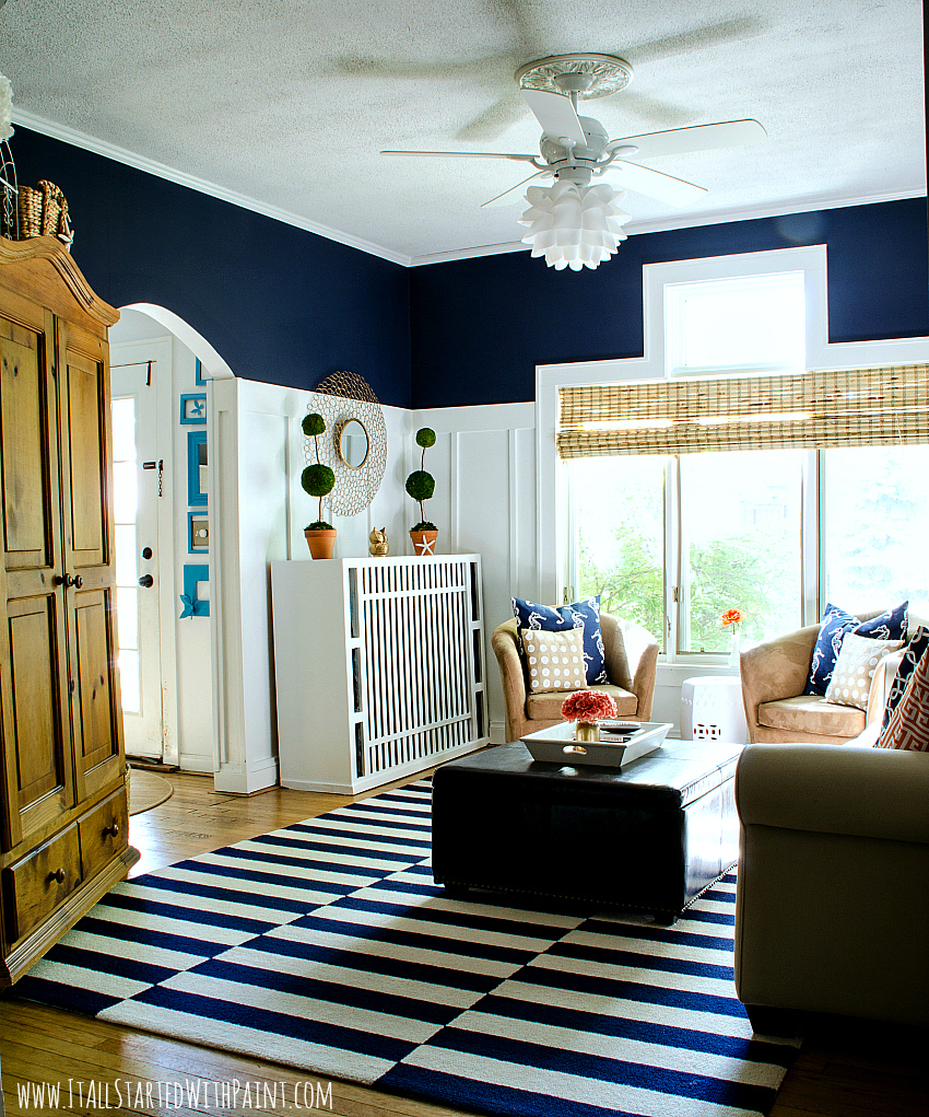 Navy White Living Room