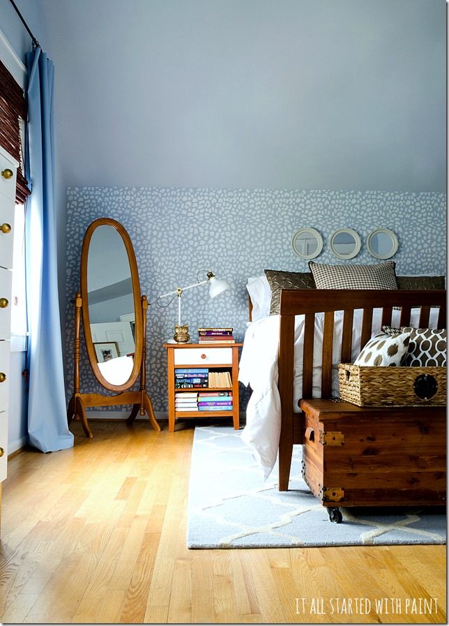 blue and brown bedroom