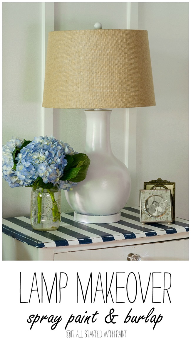 lamp-makeover-spray-paint-burlap collage