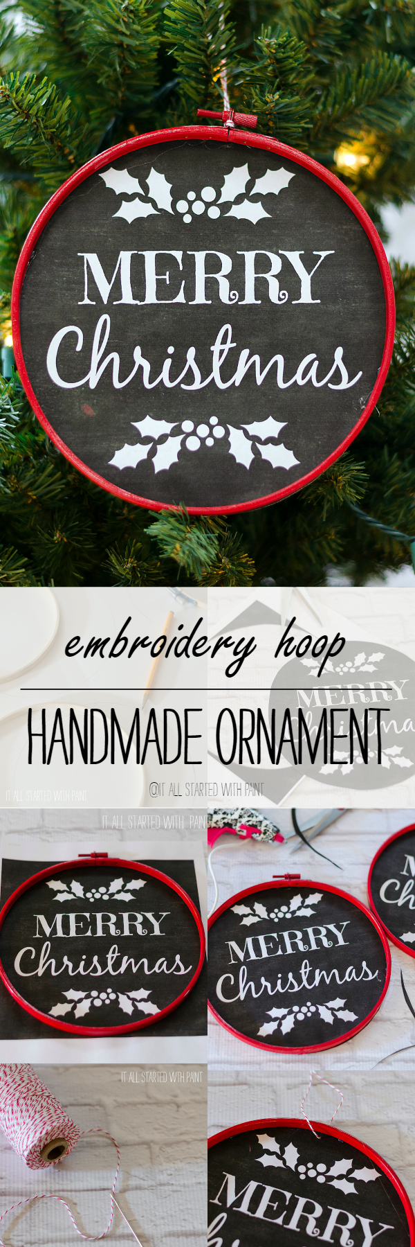 Chalkboard Ornament Look With Embroidery Hoop