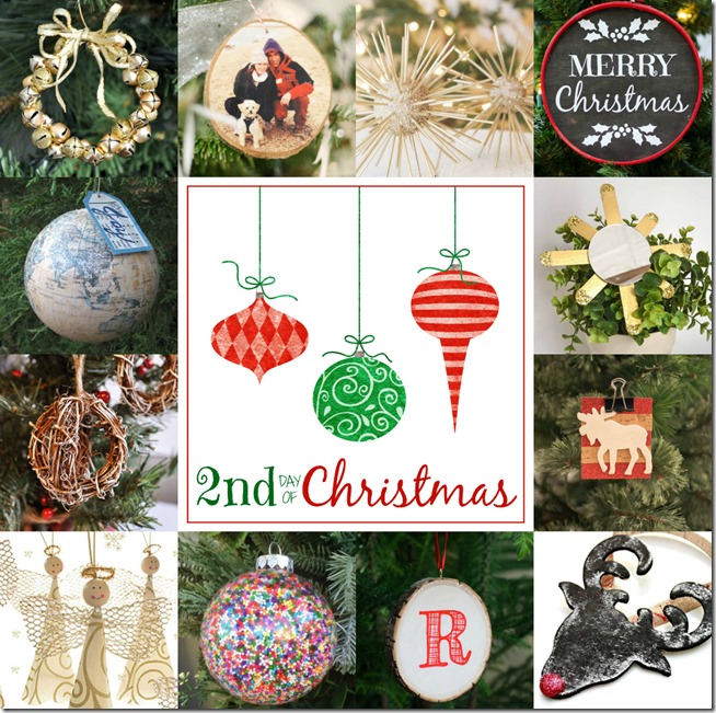 12 Days of Christmas handmade holiday ornaments. 12 Bloggers + 12 Days = 144 handmade ornaments!