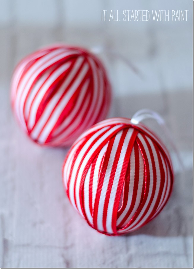 Red and White Ornaments - Shiny Red and White Ball Ornament with Reali