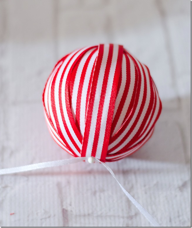 Red & White Ribbon Wrapped Ornaments - It All Started With Paint