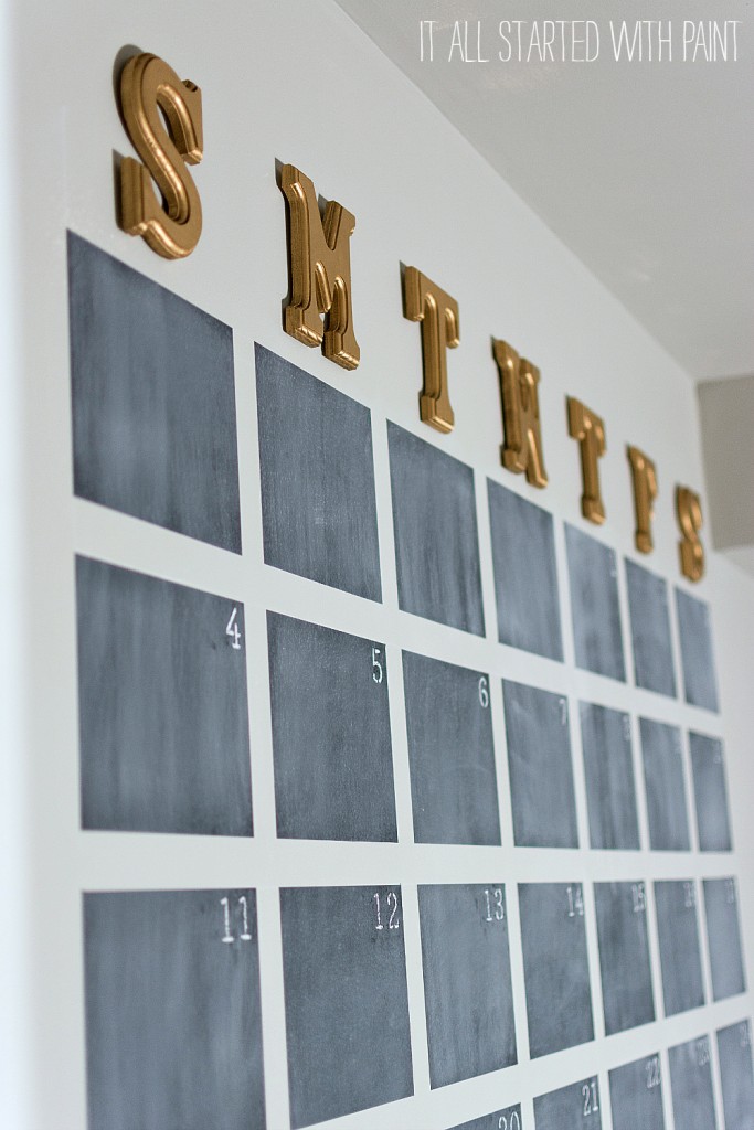 oversized wall calendar with chalkboard paint