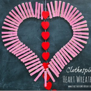 heart wreath with clothespins and washi tape
