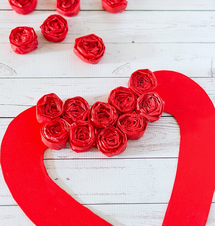 Valentine's Kids Craft: Tissue Paper Heart Wreath - Happiness is