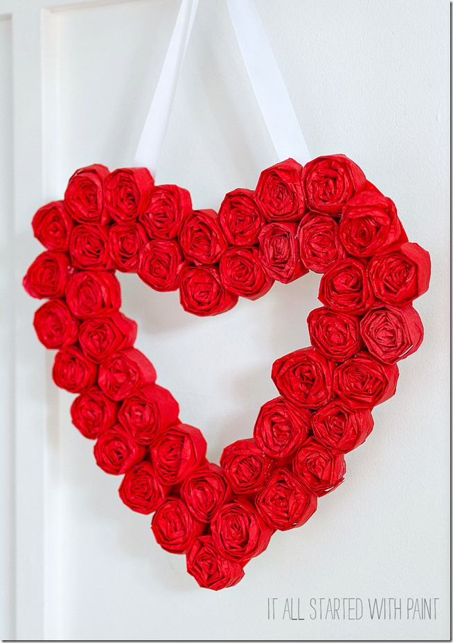 tissue-paper-rosette-valentine-day-wreath-5 2 Valentine Craft Ideas Using Tissue Paper and Cardboard - Easy Valentine Wreath Tutorial - Red Tissue Paper Valentine Wreath - How To Make a Valentine's Day Wreath tissue-paper-rosette-valentine-day-wreath-5 2