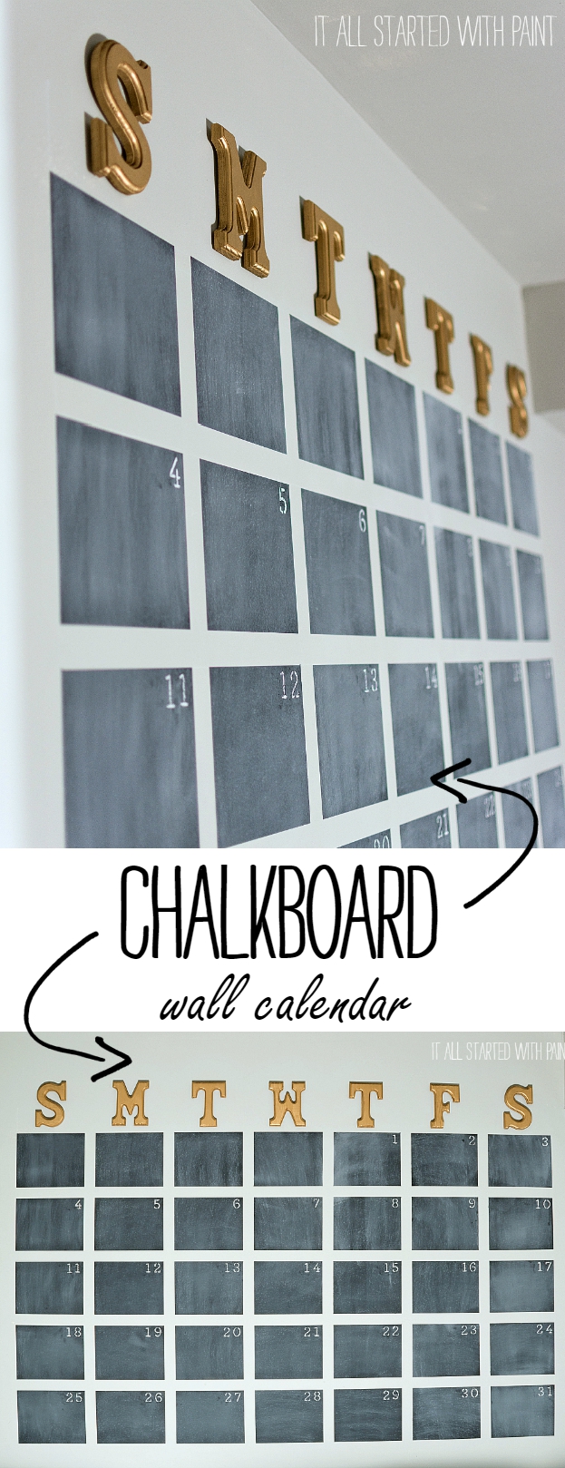 Oversized Wall Calendar Created With Chalkboard Paint