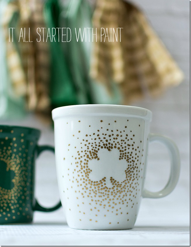 Himself & Herself Mugs with Hand Painted Shamrocks