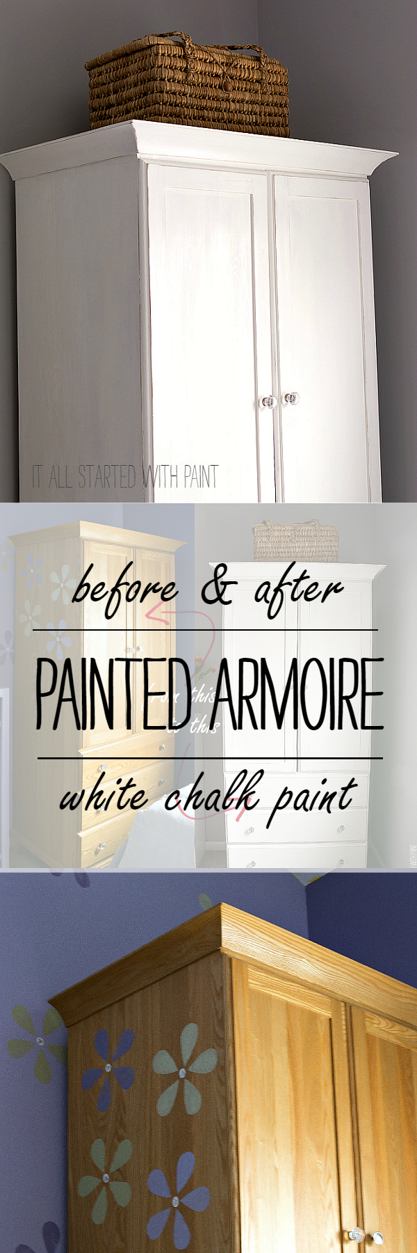 Chalk Painted Armoire: Annie Sloan Pure White Chalk Paint Used on Armoire - Painted and Distressed