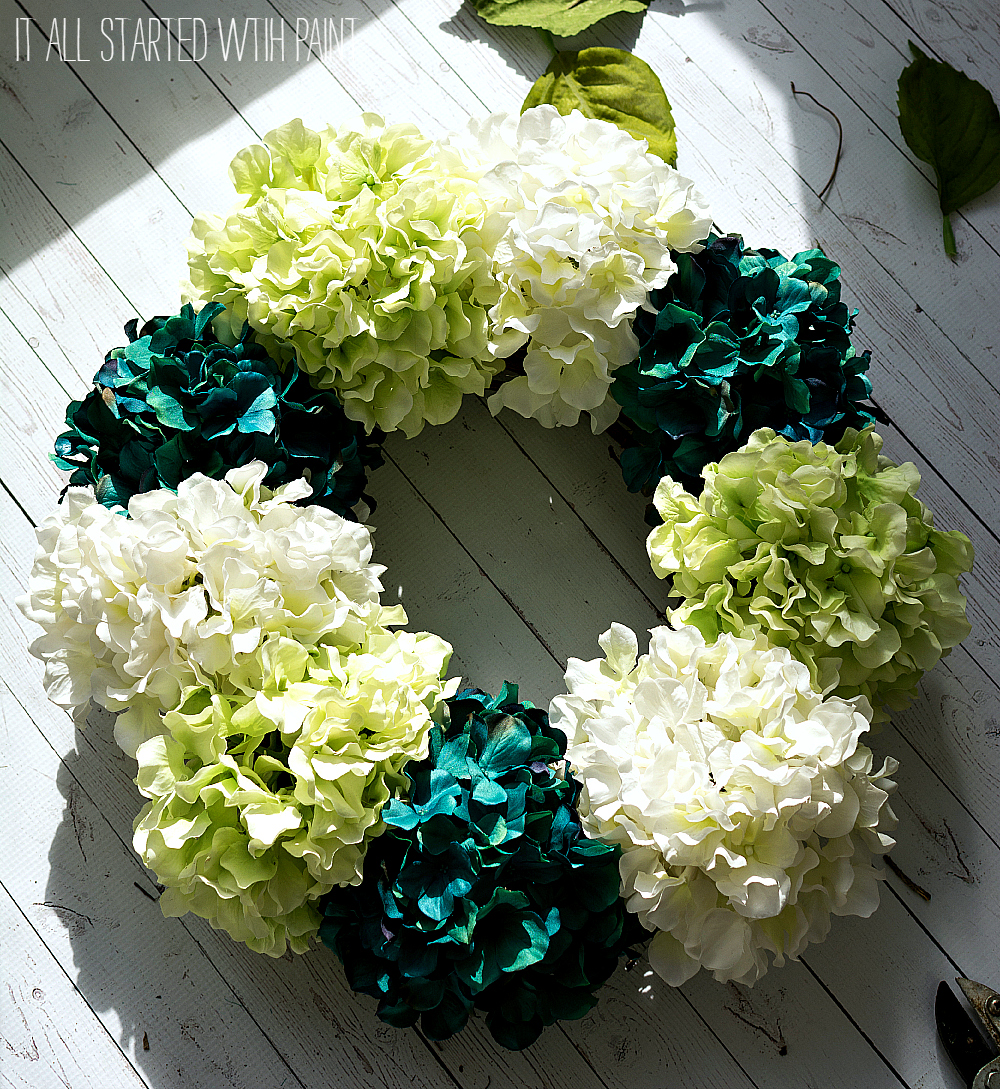 spring wreath ideas using faux hydrangea