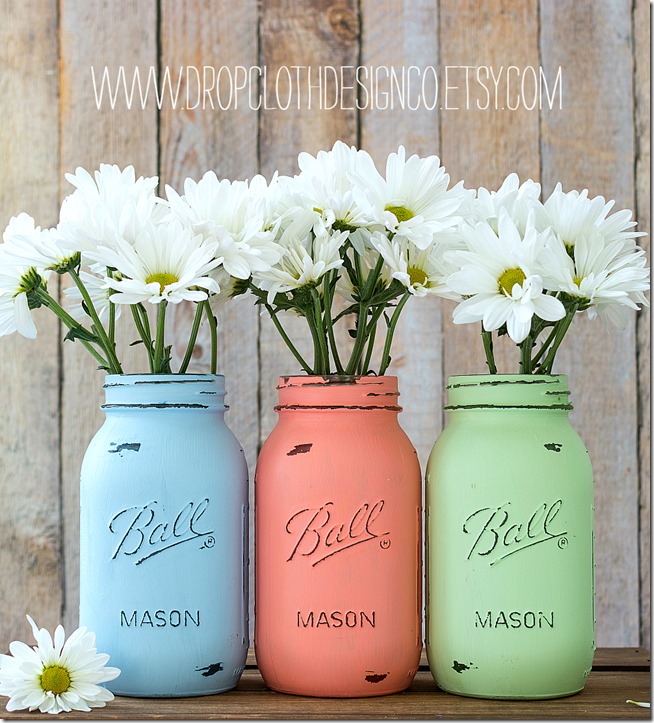 pastel-painted-mason-jar-vases-wedding-shower-centerpieces  4
