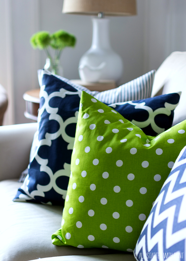 Navy and Green Living Room Decor