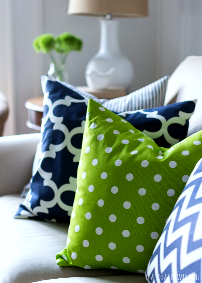 Navy and Green Living Room Decor