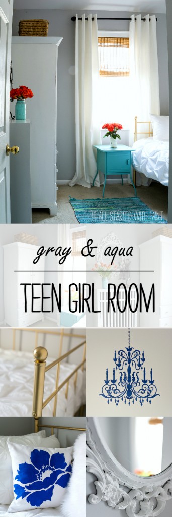 Teen Girl Bedroom Decorating Ideas in Gray and Aqua