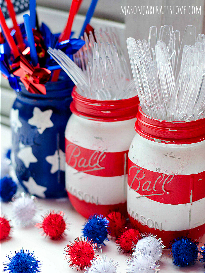 American Flag Mason Jar