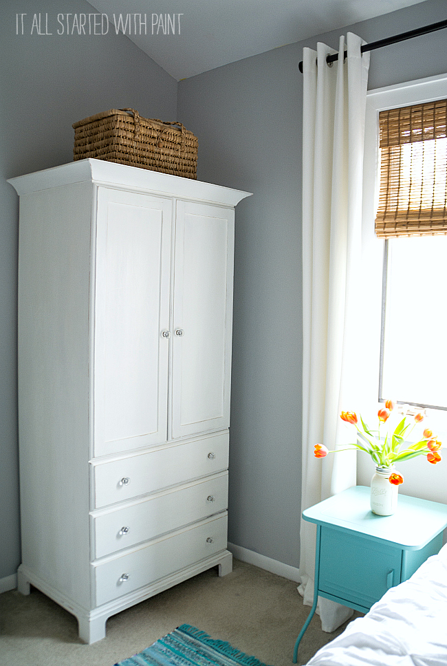 Grey and best sale aqua bedroom