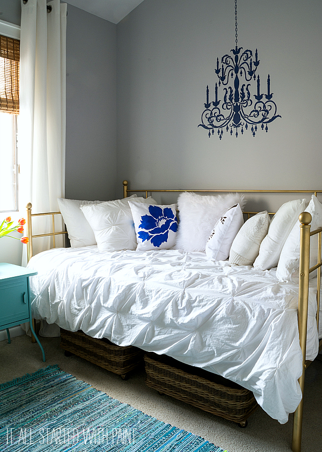 Gray White Aqua Girl Bedroom