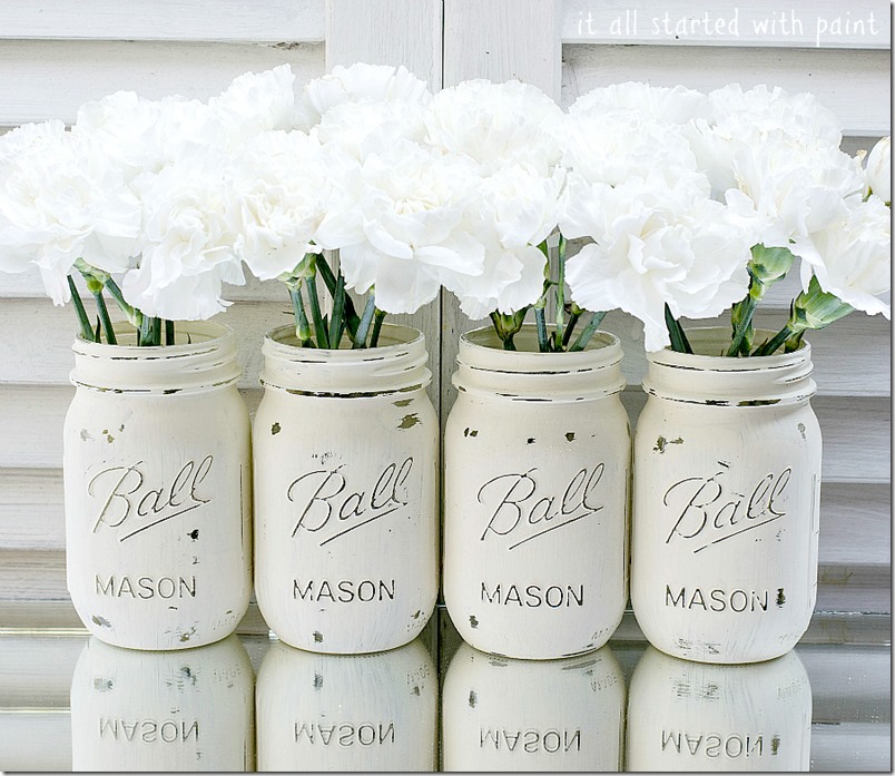 Chalk Painted Mason Jars 