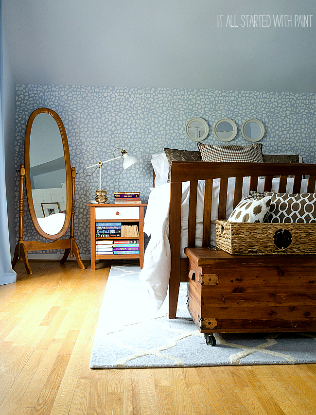 blue and brown bedroom